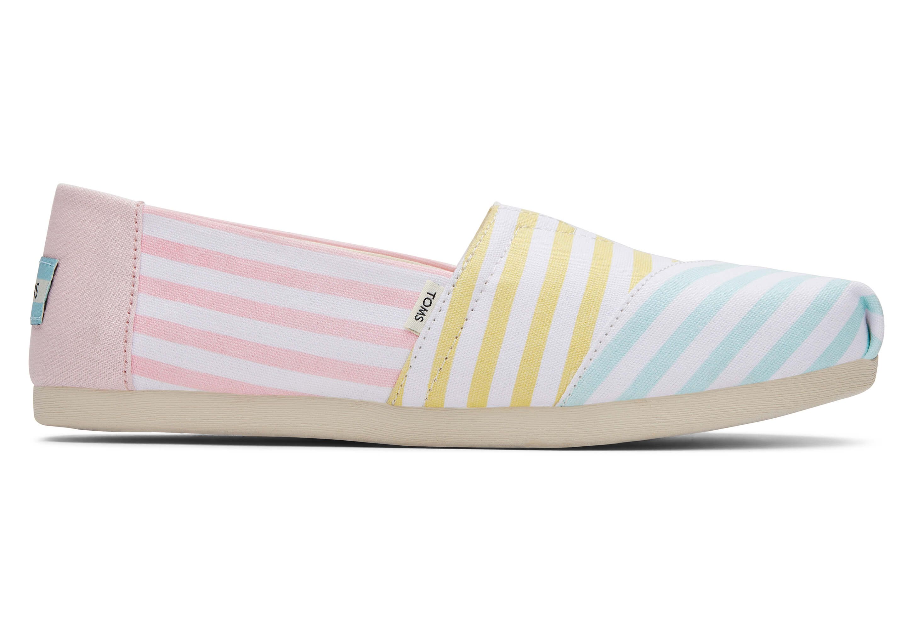 TOMS Women's Pink/Multi Alpargatas Pastel Stripes Espadrille Shoes | TOMS (US)