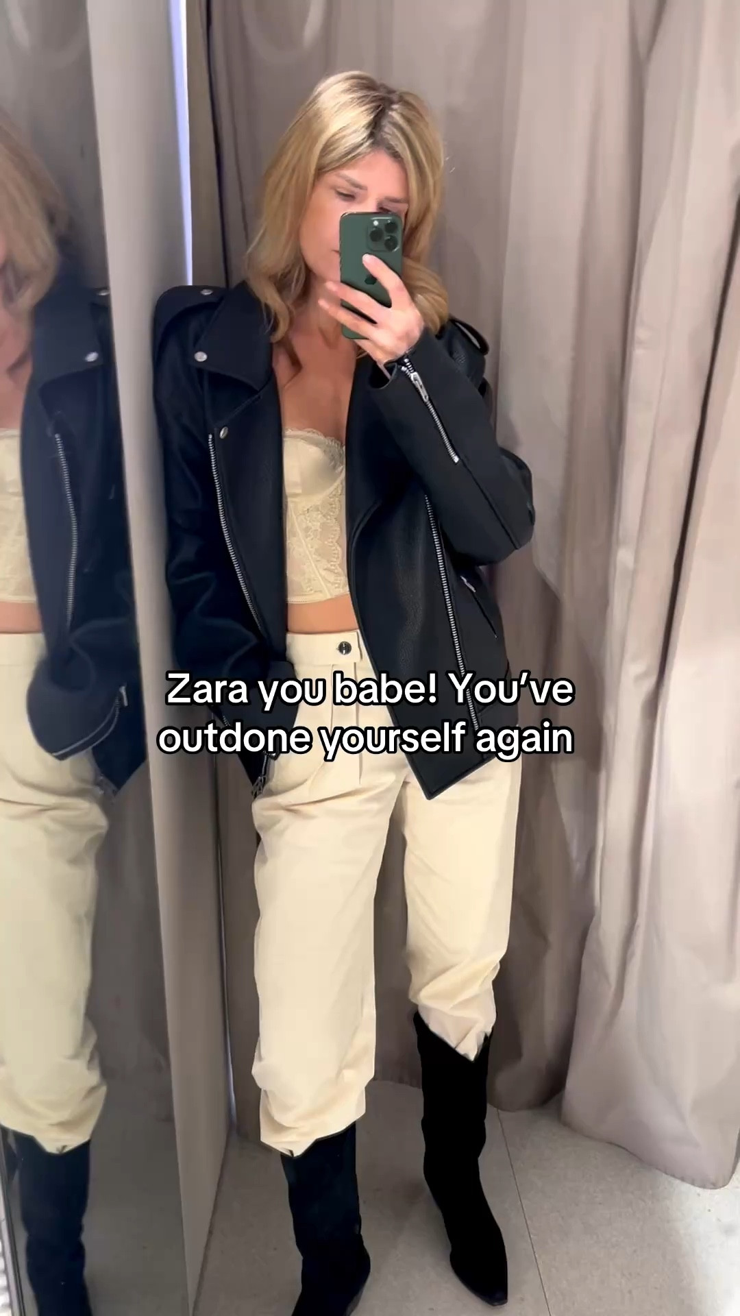 Zara outfit, oversized leather jacket, Zara corset, cream trousers 

#LTKspring #LTKdatenight #LTKeurope