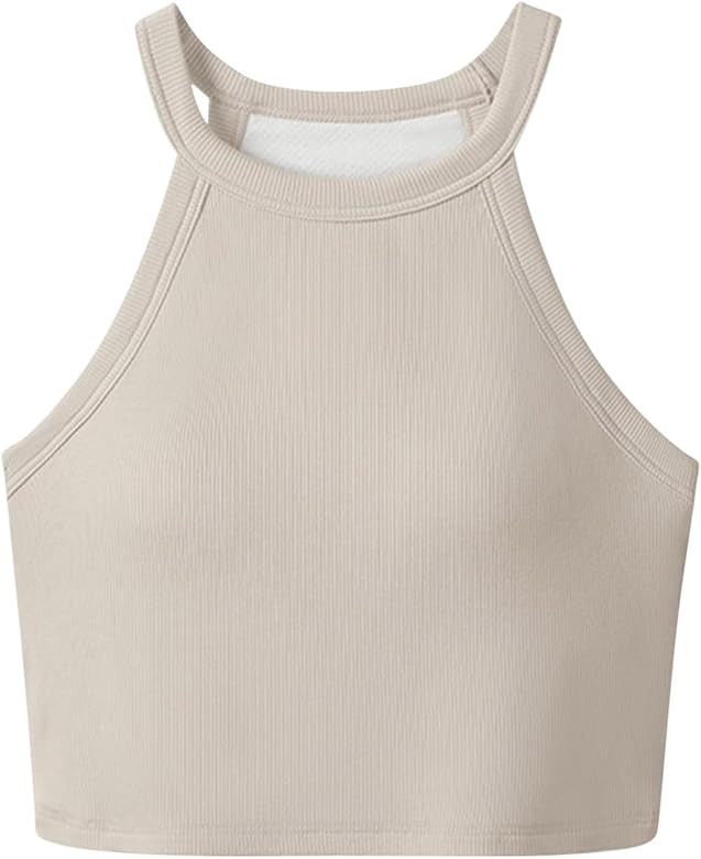 Womens Sports Bras Athletic Tank Tops for Women Halter High Neck Seamless Cute Crop Top Basics Wo... | Amazon (US)