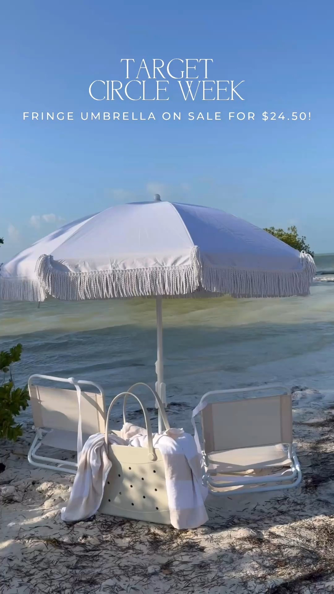 Target circle week is here! My fringe umbrella is on sale for $28! Comes with a built in anchor, sandbag for weight and carry case 🤍

#target #targetcircleweek #targetfinds #beachfinds #beachumbrella #beacheseentials #fringeumbrella 

#LTKSeasonal #LTKWatchNow #LTKSaleAlert

#LTKHome #LTKSaleAlert #LTKFindsUnder50