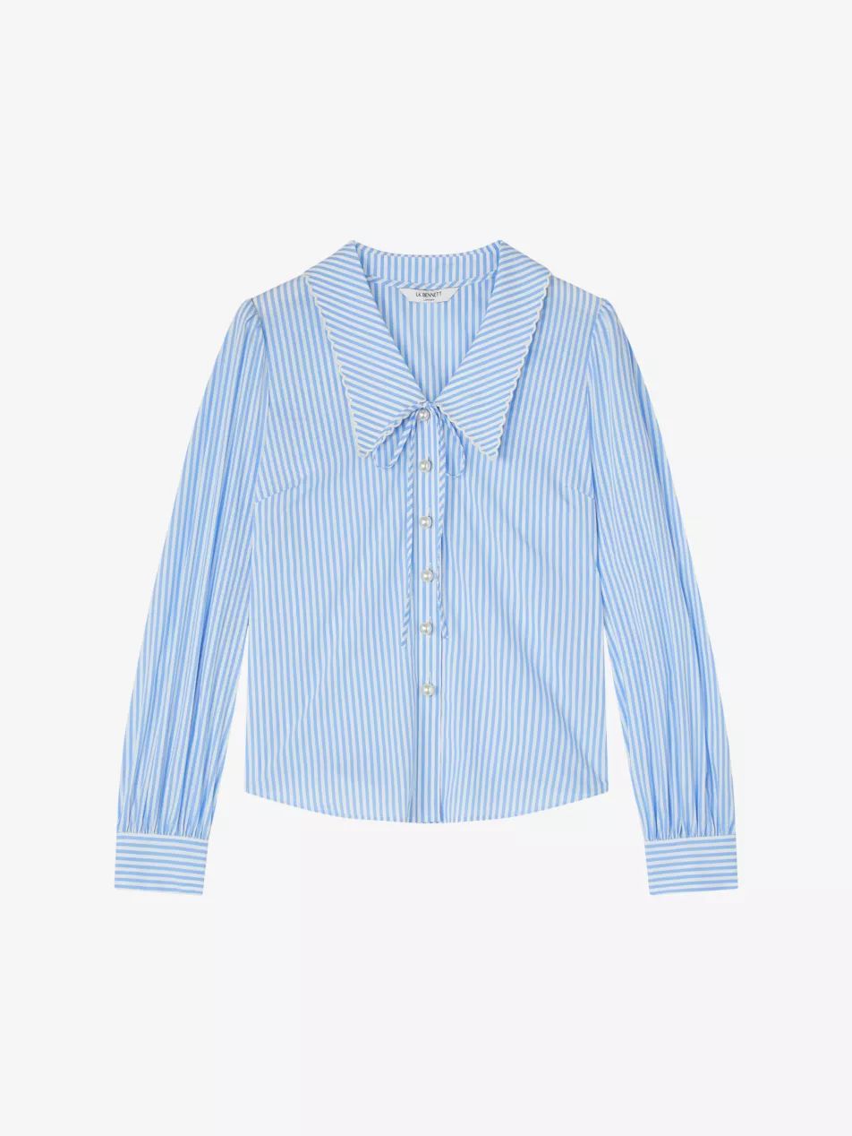 Beecham stripe-pattern cotton-blend regular-fit shirt | Selfridges