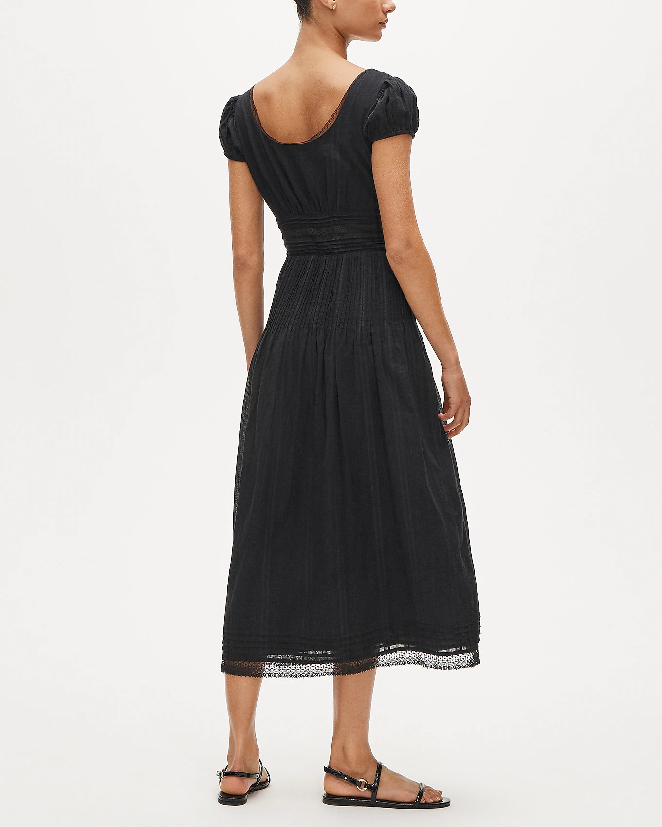 Lace-trim pintuck midi dress in cotton dobby | J. Crew US