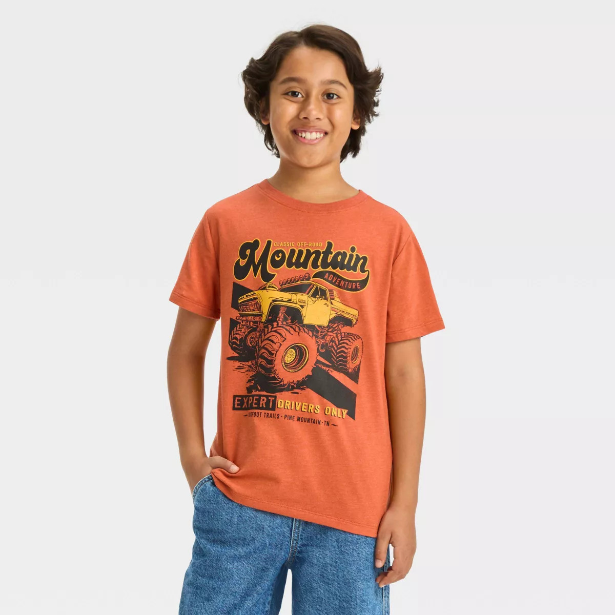 Boys' Short Sleeve Monster Truck 'Expert Drivers Only' Graphic T-Shirt - Cat & Jack™ Brown | Target