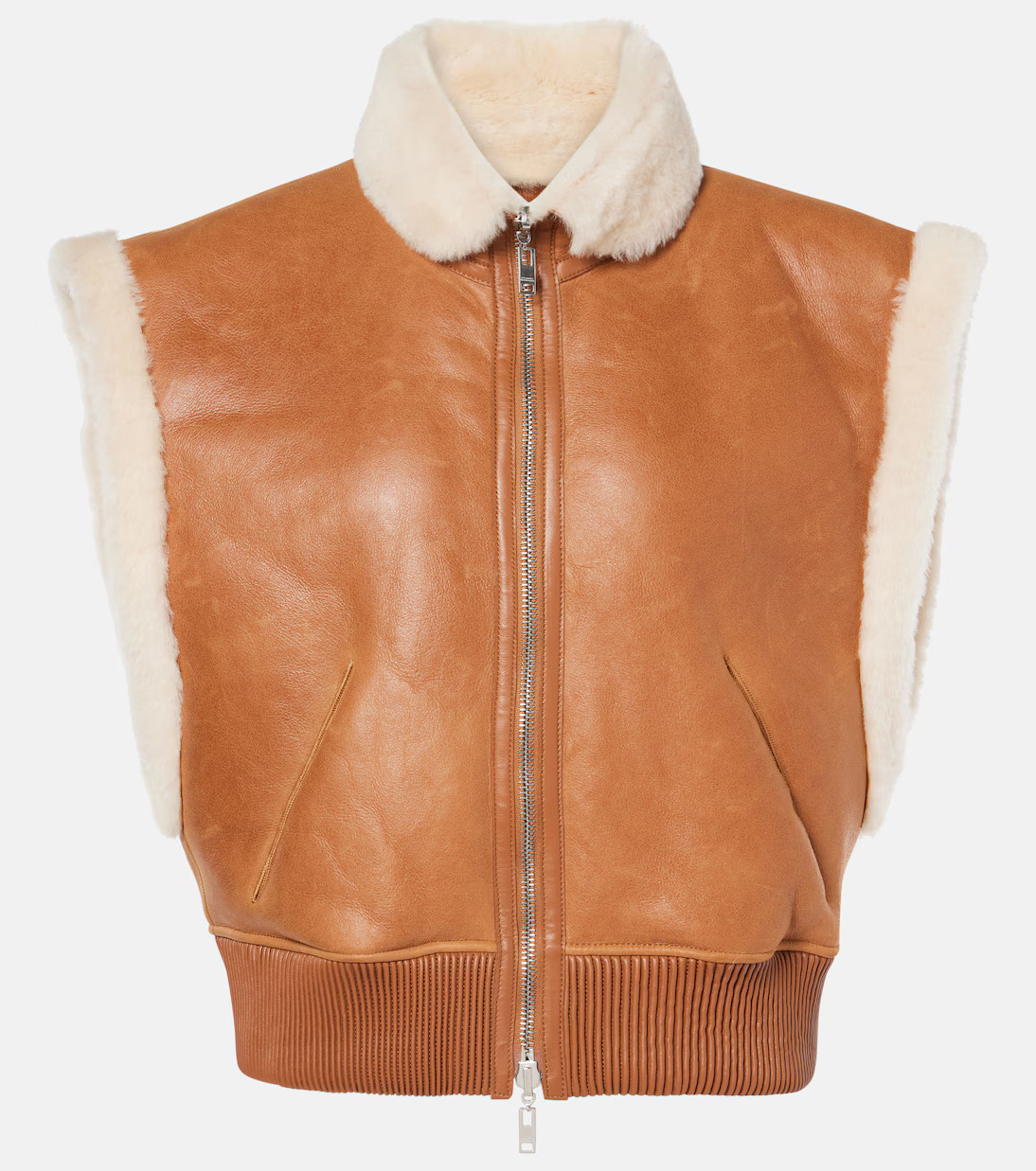 Edwina shearling-trimmed leather vest | Mytheresa (UK)
