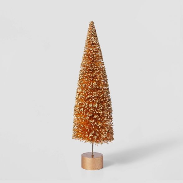 12in Bottle Brush Tree with Gold Base Decorative Figurine Blush - Wondershop&#8482; | Target
