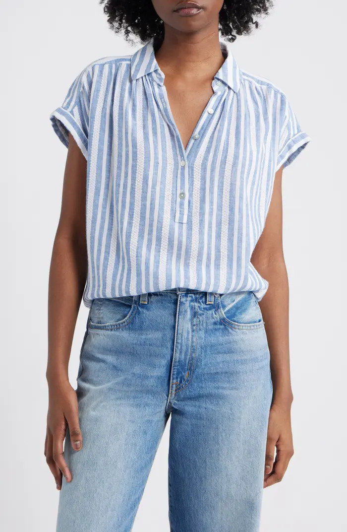 Tuscany Stripe Cap Sleeve Popover Top | Nordstrom