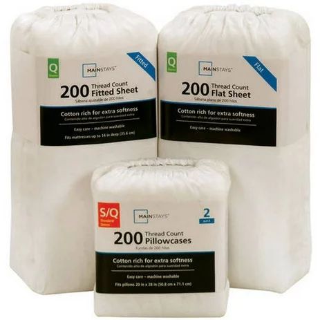 Mainstays 200 Thread Count Twin - Flat Sheet, ARCTIC WHITE | Walmart (US)