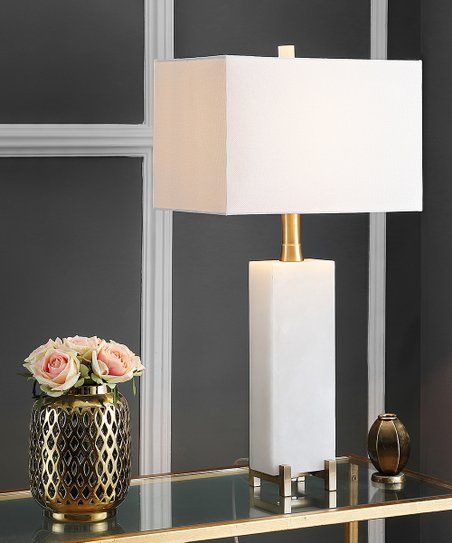 White & Brass Gold Sloane Alabaster Table Lamp | Zulily