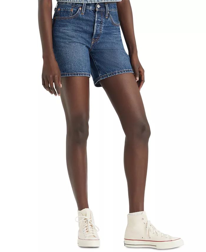 501® Mid-Thigh High Rise Straight Fit Denim Shorts | Macy's