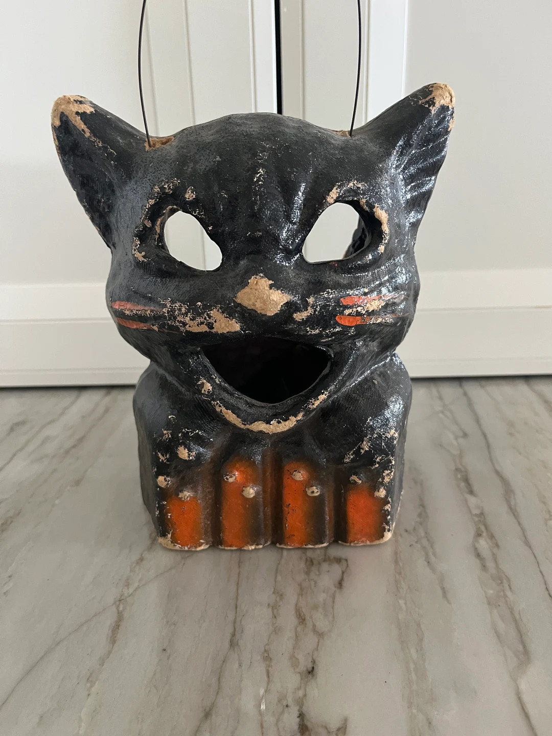 Rare Vintage Halloween Paper Mache Black Cat Lantern Candy - Etsy | Etsy (US)