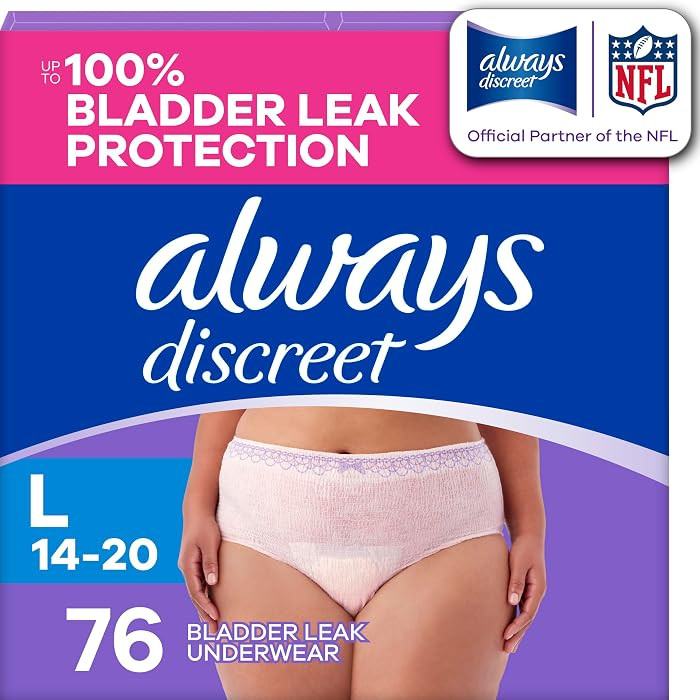 Always Discreet Adult Diapers for Women, Incontinence Underwear, Postpartum Essentials, Disposabl... | Amazon (US)