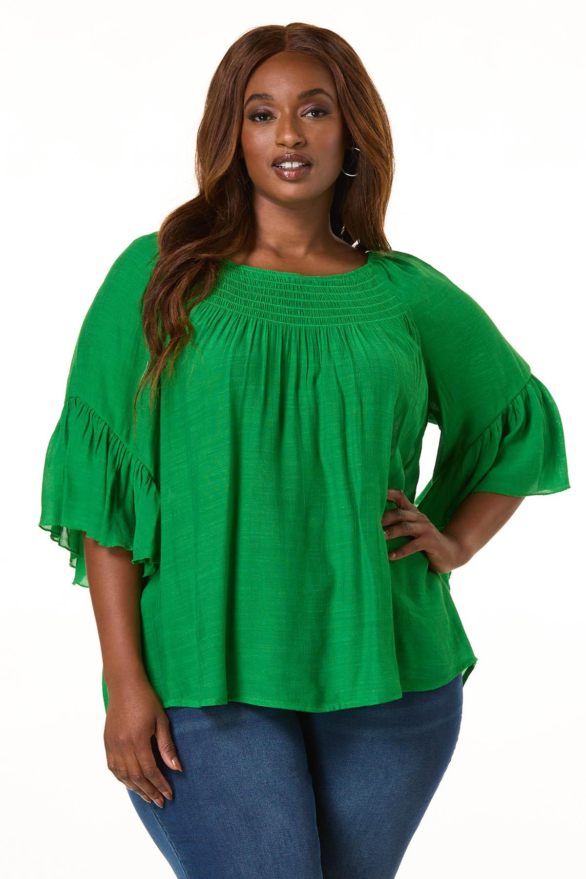 Plus Size Smocked Flutter Sleeve Top | Cato Fashions