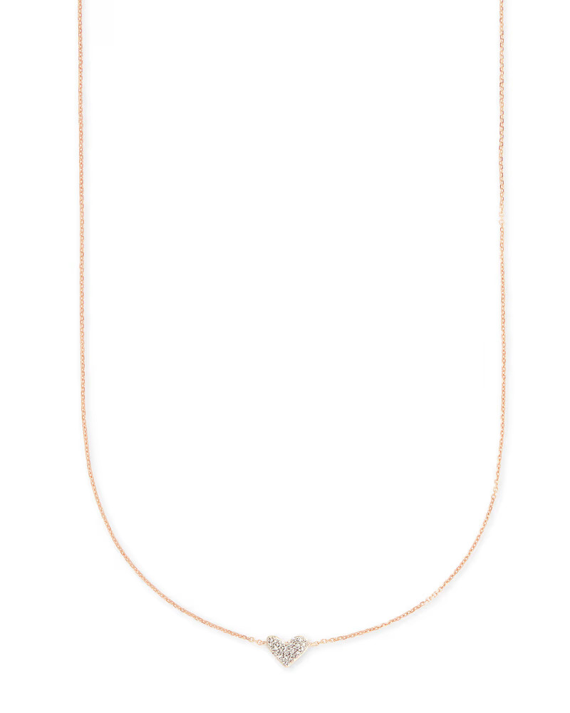 Heart 14k Rose Gold Pendant Necklace in White Diamonds | Kendra Scott
