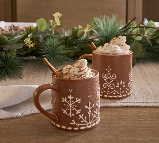 Gingerbread Stoneware Mugs - Set of 2 | Pottery Barn (US)
