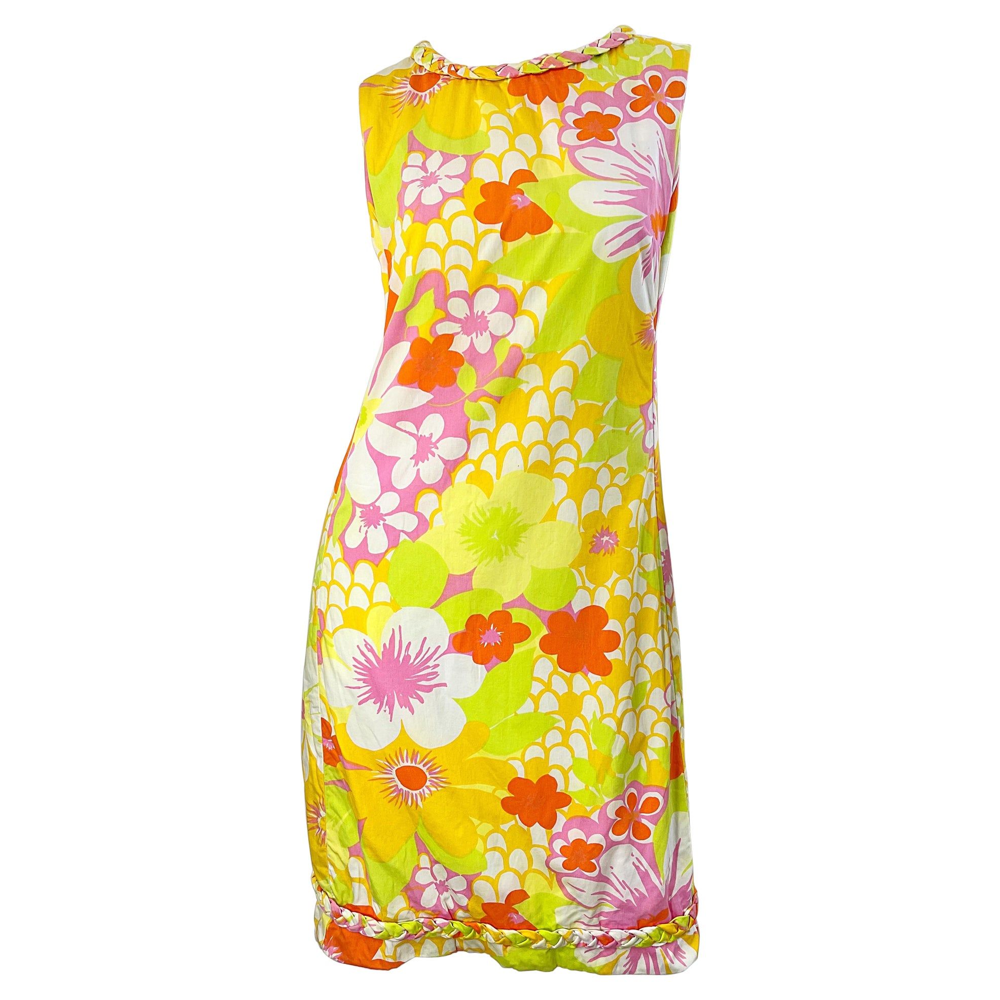 1960s Lilly Pulitzer The Lilly Yellow Pink Cotton Hawaiian Tropical Shift Dress | 1stDibs