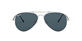 Ray-Ban RB8125M Titanium Aviator Sunglasses, Silver Demishiny/Polarized Blue Mirror, 58 mm | Amazon (US)