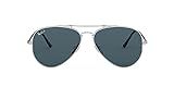 Ray-Ban RB8125M Titanium Aviator Sunglasses, Silver Demishiny/Polarized Blue Mirror, 58 mm | Amazon (US)