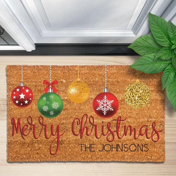 Merry Christmas Doormat, Holiday Doormat, Christmas Doormat, Christmas Welcome Mat, Christmas Dec... | Etsy (US)