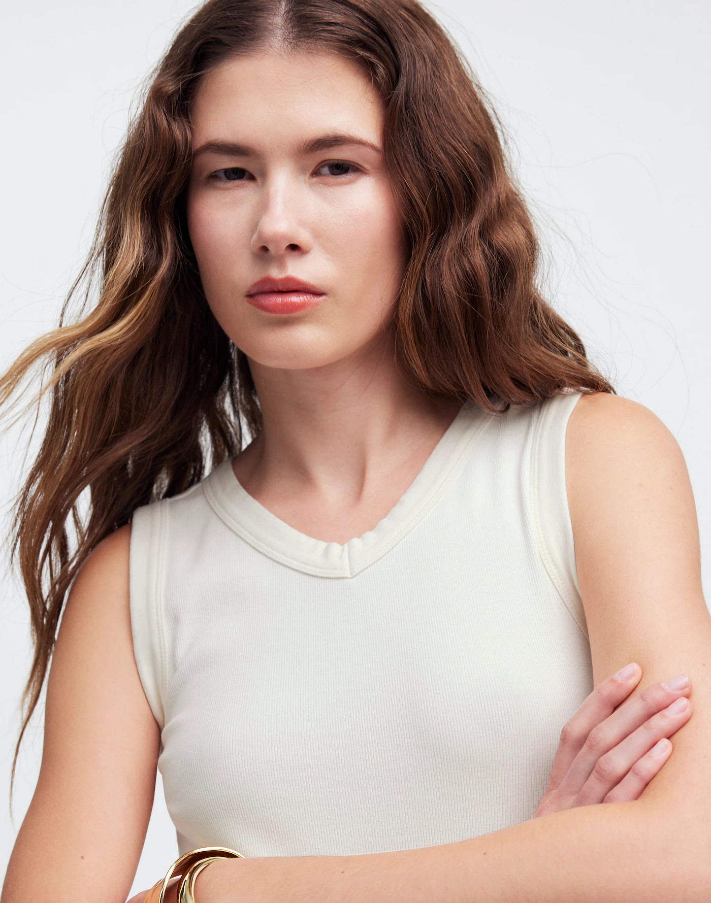 (Re)generative Cotton Ribbed High V-Neck Tank | Madewell | Madewell
