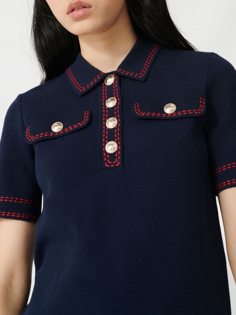Short-sleeved polo-style sweater | Maje (US)