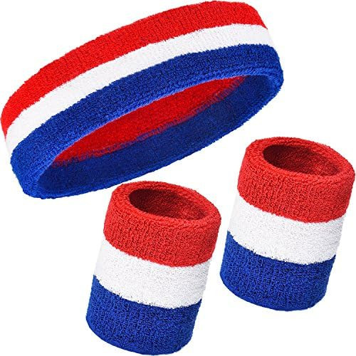 Willbond 3 Pieces Sweatbands Set, Includes Sports Headband and Wrist Sweatbands Striped Sweat Ban... | Amazon (US)