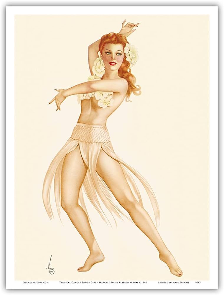 Tropical Dancer Pin-up Girl - March 1944 - Vintage Pin Up Girl Print by Alberto Vargas c.1944 - M... | Amazon (US)