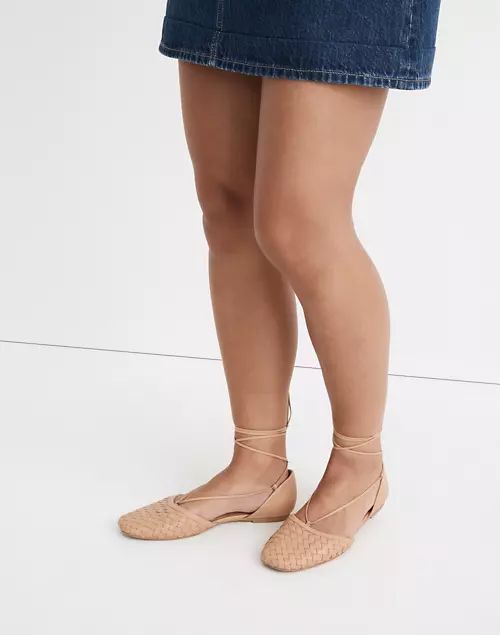 The Celina Lace-Up Flat in Woven Leather | Madewell