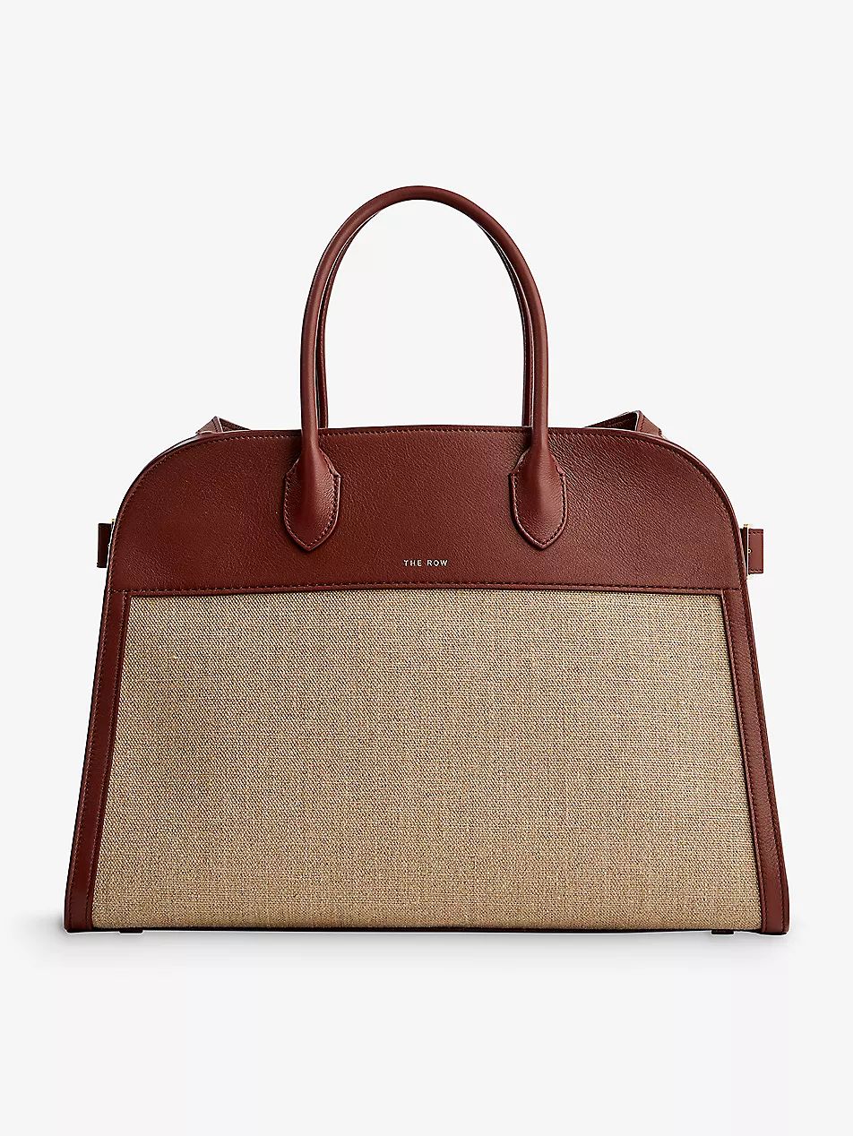 Margaux top-handle leather and canvas bag | Selfridges