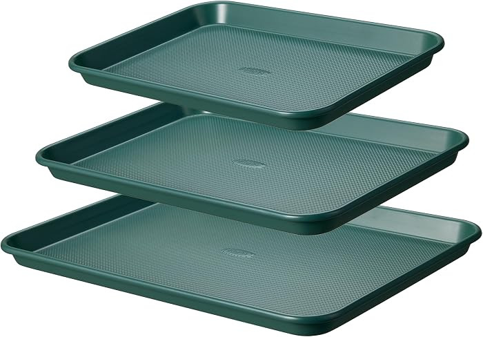 CAROTE 3-Piece Baking Sheet, Nonstick Cookie Sheets, Olive Green | Amazon (US)