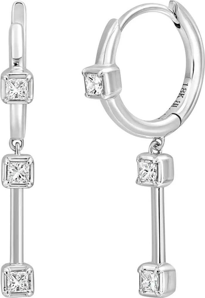 Aviva Diamond Station Drop Hoop Earrings | Nordstrom
