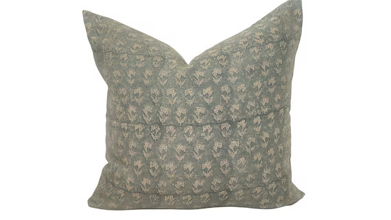 Sabine Pillow Cover 24 by 24 100% Linen Hand Blocked - Etsy | Etsy (US)