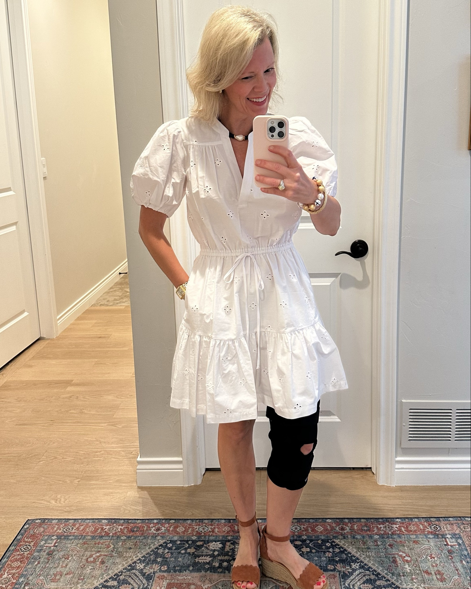 I have shown you this darling Walmart dress before and you have loved it! I love that it comes in white.  So very versatile and so very comfortable. I do feel like it runs a little bit big. It has pockets and would make a perfect teacher outfit, game day dress or just an everyday dress to wear when you want to look extra cute!  Please excuse the brace! I tore my ACL so it will be a part of my outfit for a while😂

#LTKStyleTip #LTKFindsUnder50 #LTKTravel