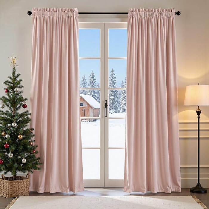 Lazzzy Velvet Blackout Curtains Thermal Insulated Room Window Drapes Super Soft Luxury Curtains f... | Amazon (US)