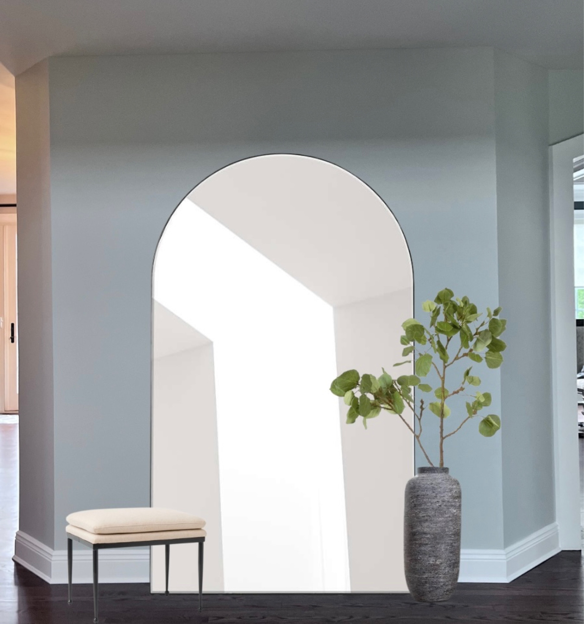 Entryway Inspiration
Floor mirror, ottoman, floor vase, greenery. 

#LTKstyletip #LTKhome