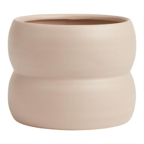 Taupe Double Ring Ceramic Planter | World Market