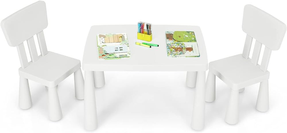 Costzon Kids Table and Chair Set, 30" x 21" x 19", White, Kindergarten | Amazon (US)