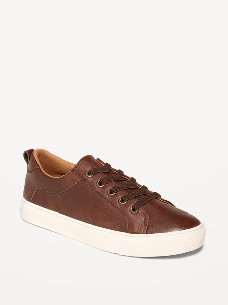 Gender-Neutral Elastic-Lace Faux-Leather Sneakers for Kids | Old Navy | Old Navy (US)