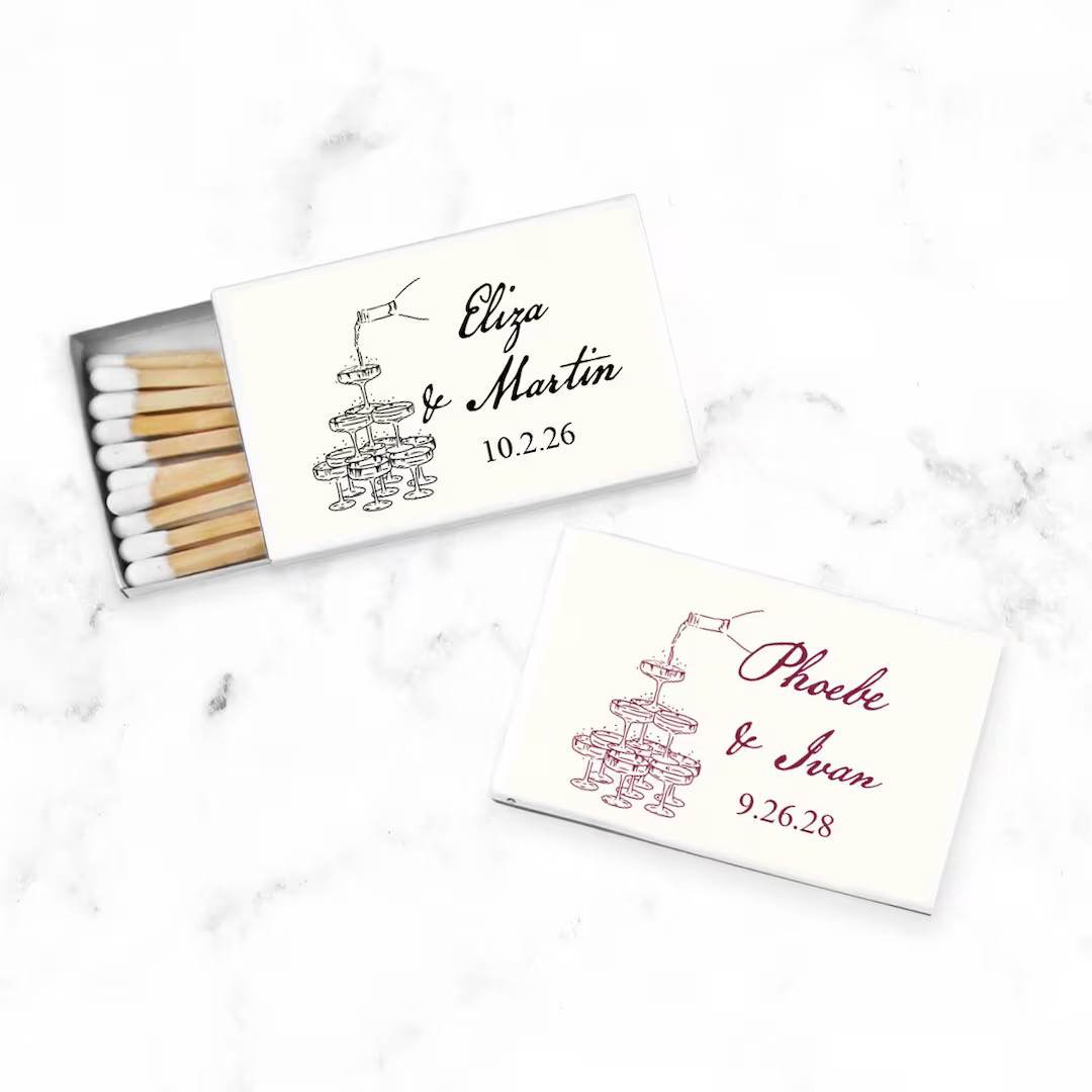 Champagne Tower Personalized Matchbox Labels, Personalized Wedding Party Matches Favors 887, Set ... | Etsy (US)