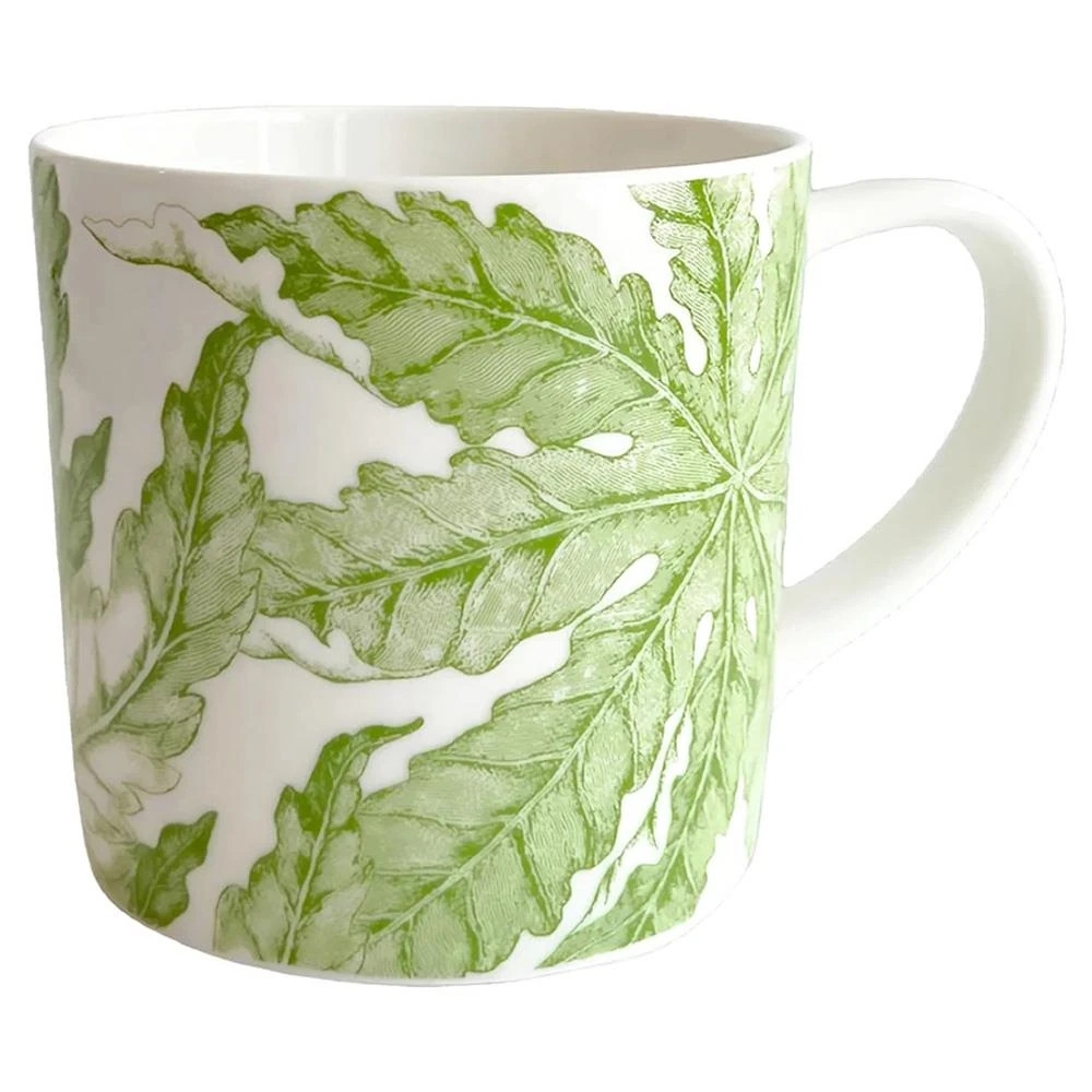 Freya French Country White Porcelain Green Floral Mug | Kathy Kuo Home