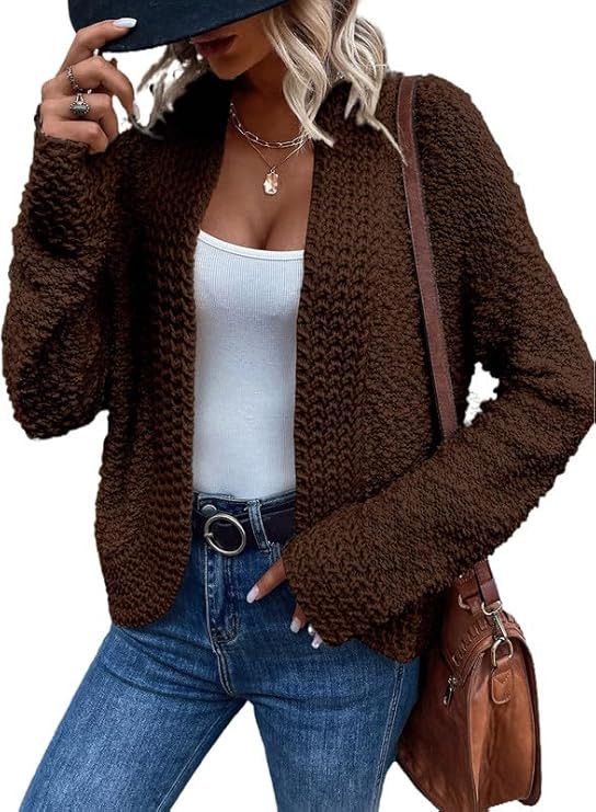 Dokotoo Women's 2025 Fashion Casual Open Front Long Sleeve Chunky Knit Cardigans Sweaters Outerwe... | Amazon (US)