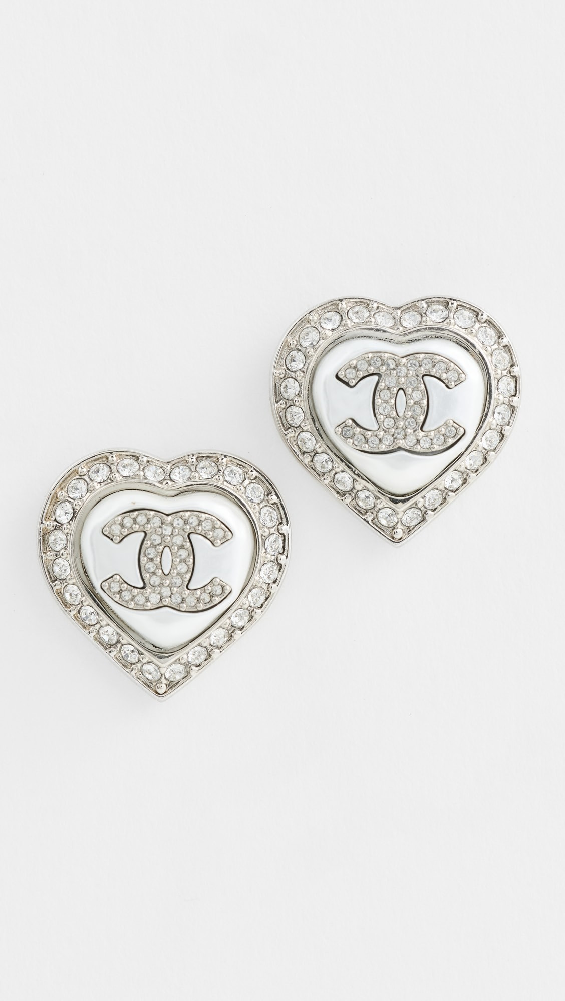 Chanel Silver Crystal C Pearl Earrings | Shopbop