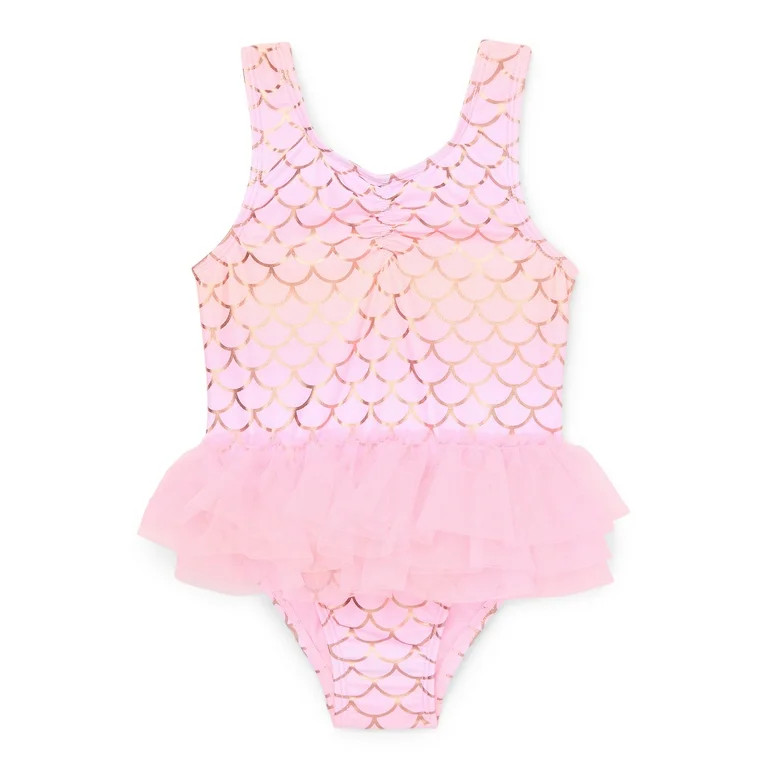 Wonder Nation Toddler Girl Mermaid Tutu One- Piece Swimsuit, Sizes 12M-5T | Walmart (US)