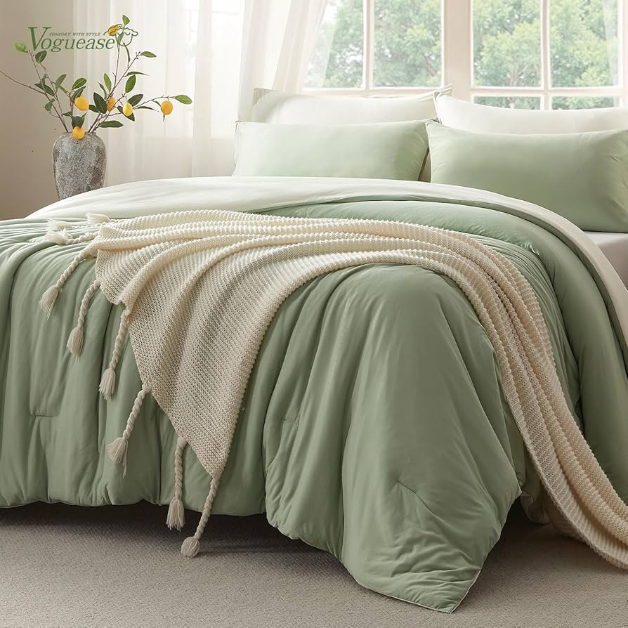 Queen Comforter Set, Comforters Queen Size Luxury and Ultra-Soft Jersey Knit Bedding Sets, Sage G... | Amazon (US)