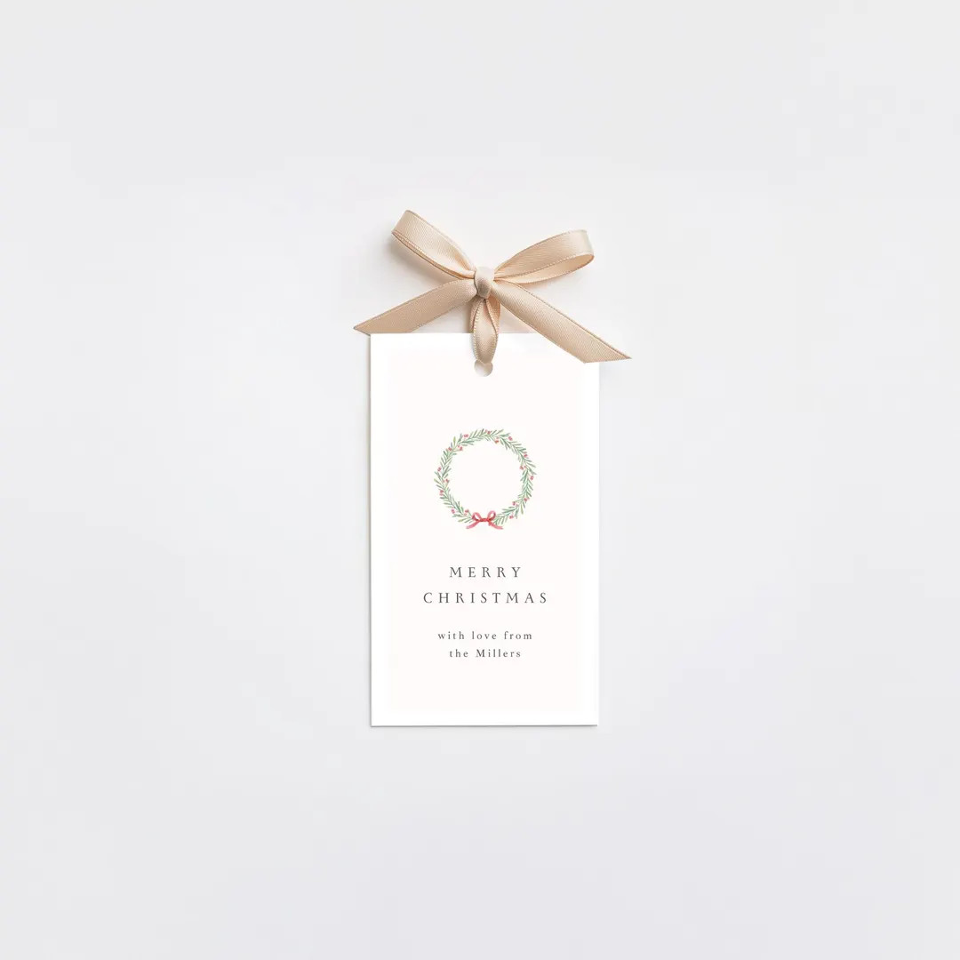 Merry Christmas Gift Tag | Classic Elegant Holiday Gift Tag | Simple Hand Drawn Watercolour Wreat... | Etsy (US)