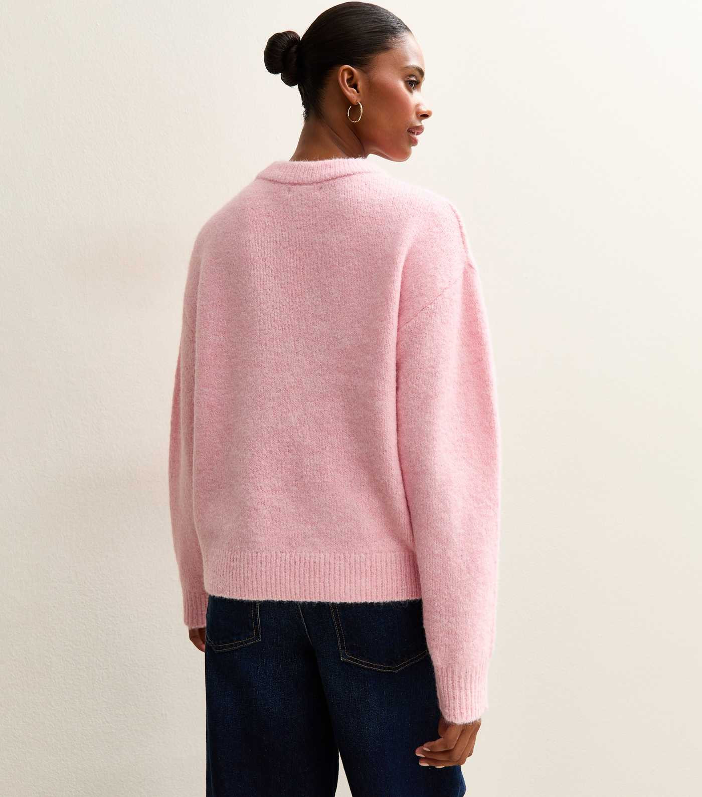 Pink Crew Neck Oversized Textured Knit Jumper | New Look | New Look (UK)