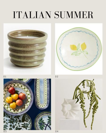 Dreaming of an Italian summer with these new home picks 🌊🌊 Outdoor tableware | Summer homeware | Italian decor | Stoneware vase | Lemon tree plates | Blue and green 

#LTKeurope #LTKsummer #LTKhome