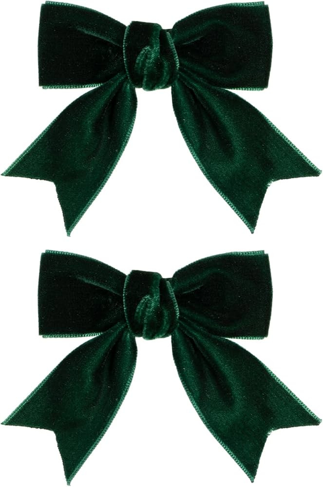Cute Dark Green Velvet Hair Bow Clips 3" Fall Bowknot Alligator Barrettes Hairpins for Baby Girls... | Amazon (US)