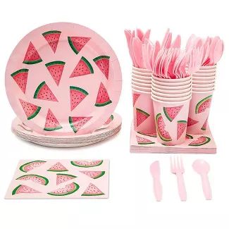 Juvale Serves 24 Watermelon Party Supplies for Summer, BBQs, Birthdays - Paper Plate, Napkin, Cup... | Target