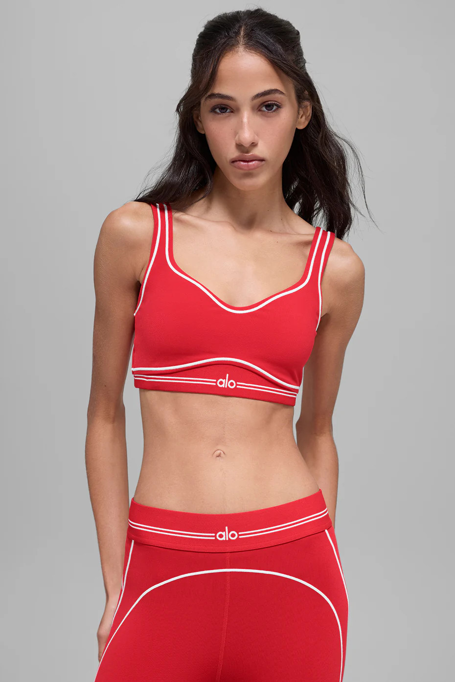 ALO | Airbrush Heart Throb Bra in Bright Red/White, Size: 2XS | Alo Yoga (US)