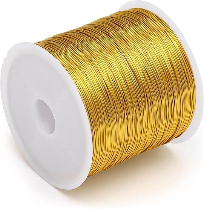 328Ft 0.4MM Jewelry Wire, 26 Gauge Tarnish Resistant Beading Wire for Jewelry Making Supplies and Crafting, Copper Beading Wires for Bracelet Making and DIY Artwork (Gold) | Amazon (US)